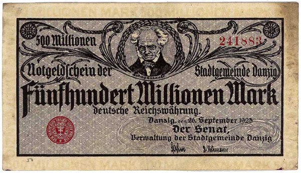 1923_gdansk_500mln Schopenhauer money